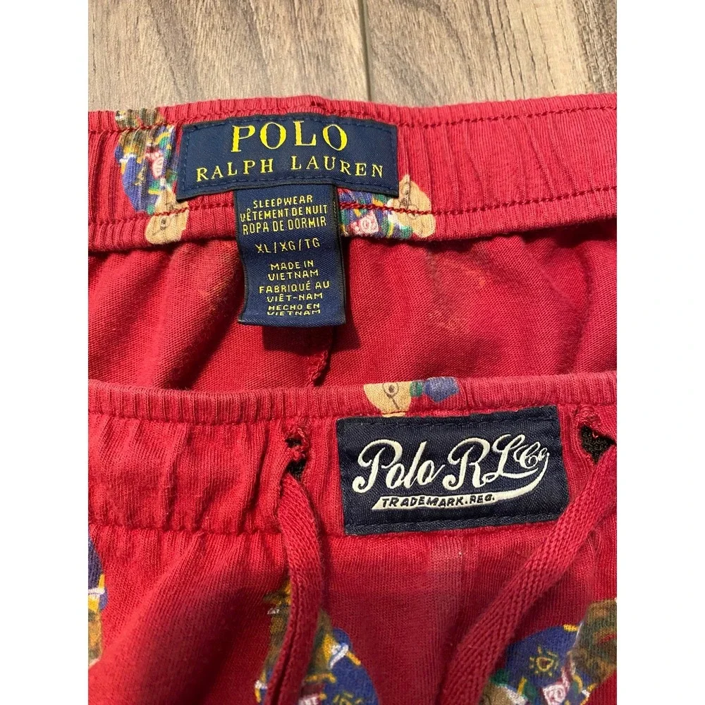 Polo Ralph Lauren Mens XL Polo Bear Sleepwear Sleep Shorts Red, Drawstring